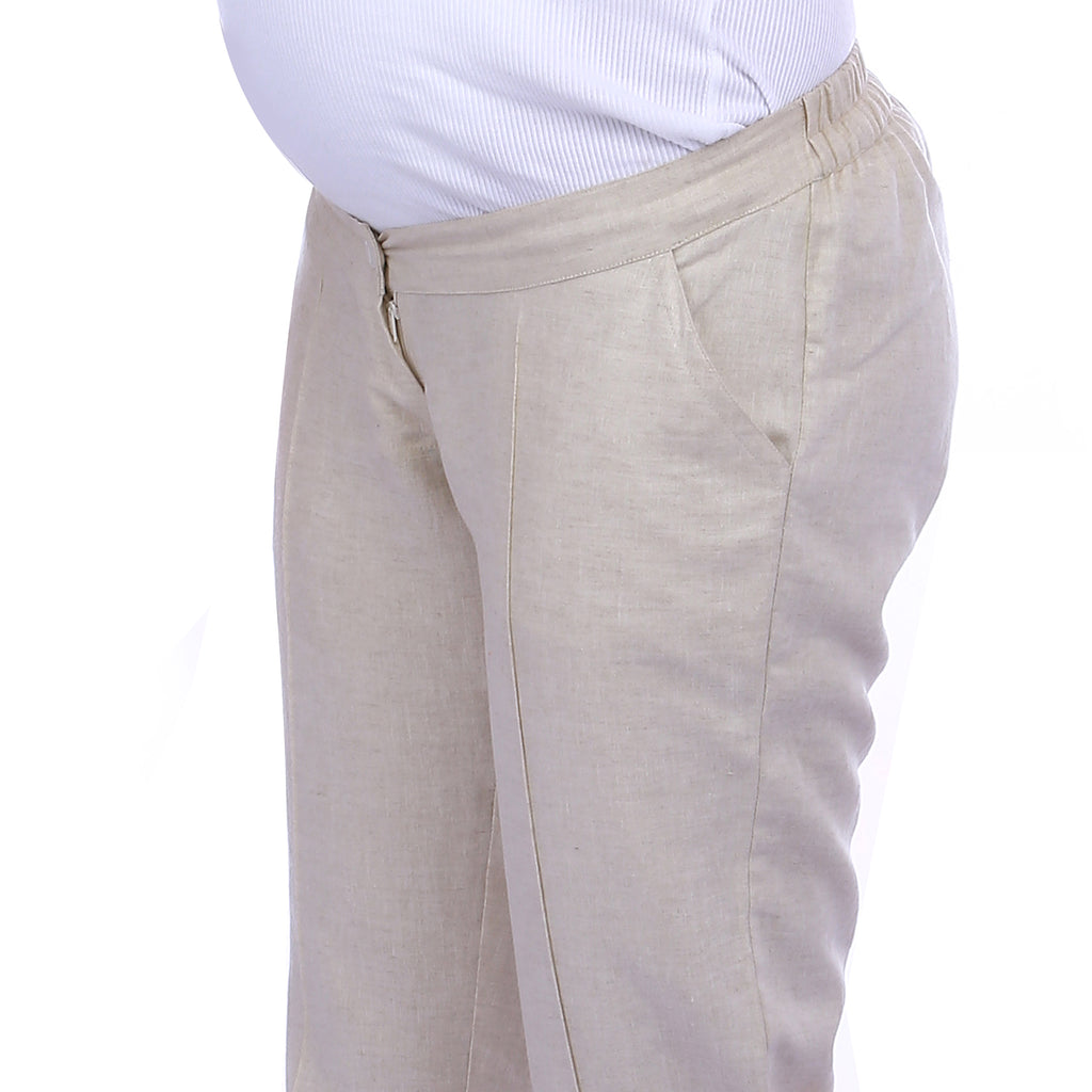 Maternity-Dresses-Caribe-Narrow-Fit-Pants-Beige-Linen-Image4